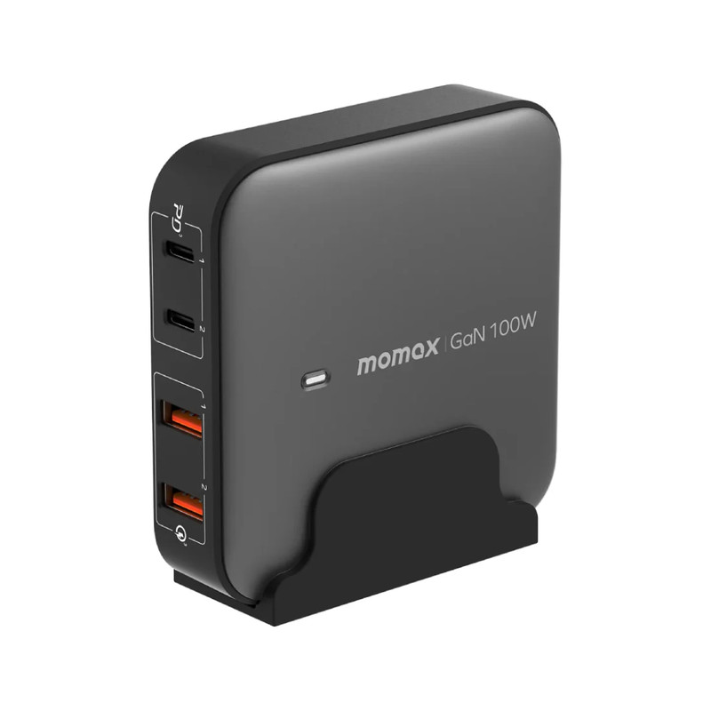 Momax OnePlug 100W 4-Port GaN Desktop Charger - Space Gray - شاحن